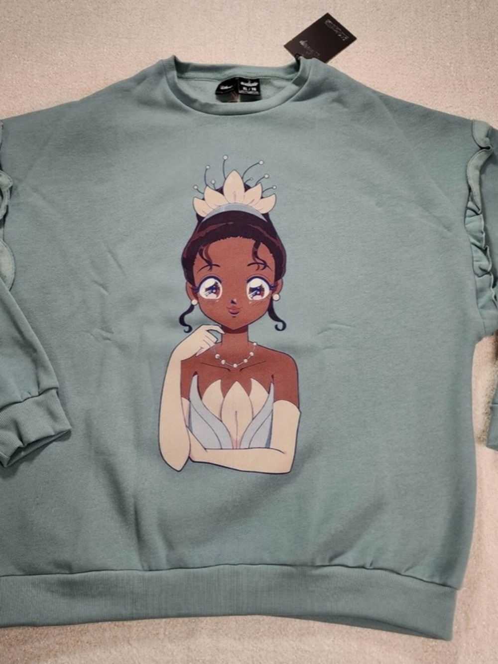 Tiana Graphic Crewneck Sweatshirt in Sage Green